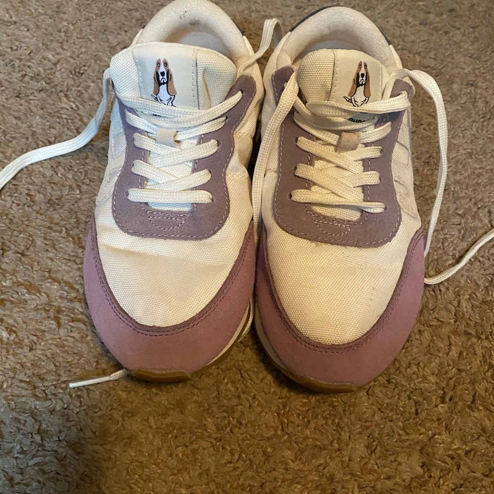 Cream and Purple Hush Puppy Sneakers